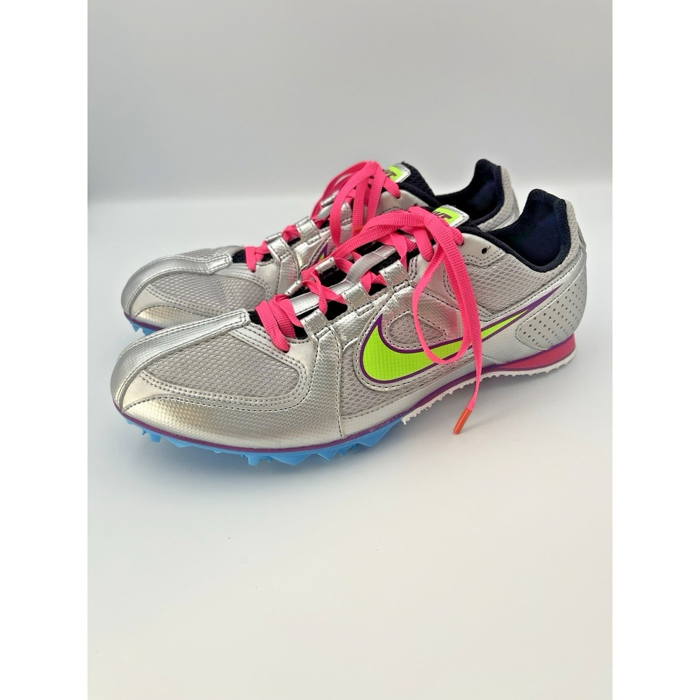 Nike Rival MD Track Field Racing Cleats Sneakers Women's 8.5 Silver 468650 034